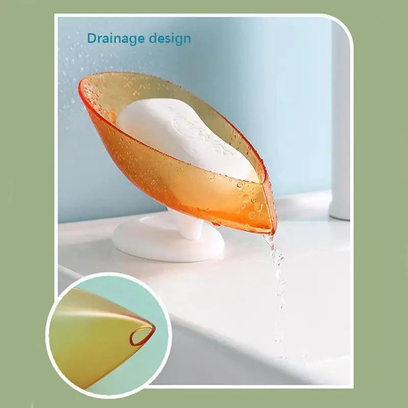 Unique Design Leaf Shape Soap Box Drain Soap Holder Box Bathroom Accessories Toilet Laundry Soap Box Bathroom Supplies Tray Gadgets
