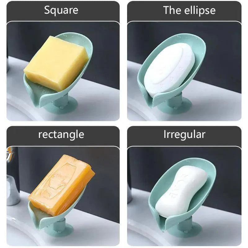 Unique Design Leaf Shape Soap Box Drain Soap Holder Box Bathroom Accessories Toilet Laundry Soap Box Bathroom Supplies Tray Gadgets