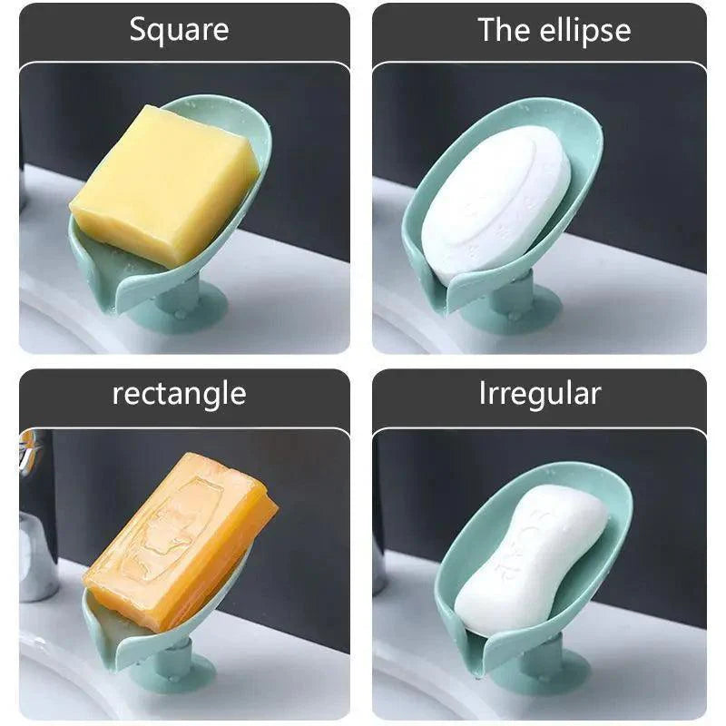 Unique Design Leaf Shape Soap Box Drain Soap Holder Box Bathroom Accessories Toilet Laundry Soap Box Bathroom Supplies Tray Gadgets