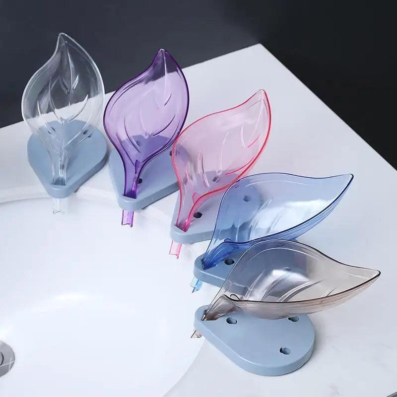 Unique Design Leaf Shape Soap Box Drain Soap Holder Box Bathroom Accessories Toilet Laundry Soap Box Bathroom Supplies Tray Gadgets