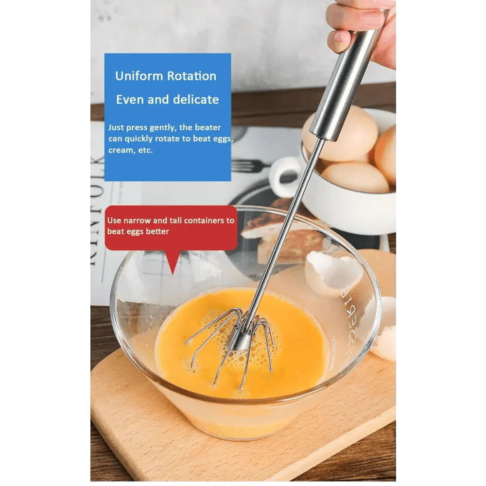 Unique Design Semi-automatic Egg Beater 304 Stainless Steel Egg Whisk Manual Hand Mixer Self Turning Egg Stirrer Kitchen Accessories Egg Tools