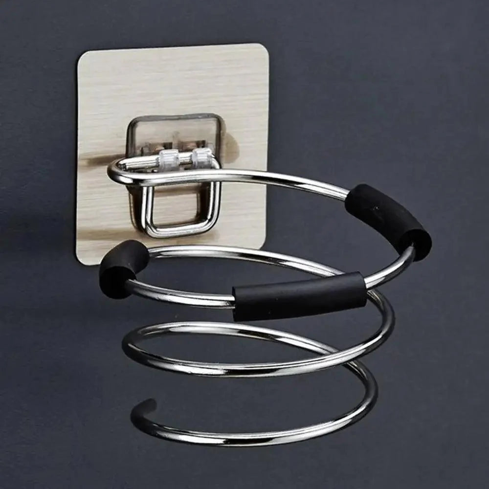 Unique Designed Hair Dryer Holder Blower Organizer Adhesive Wall Mounted Nail Free No Drilling Stainless Steel Stand Tool For Bathroom Bedroom