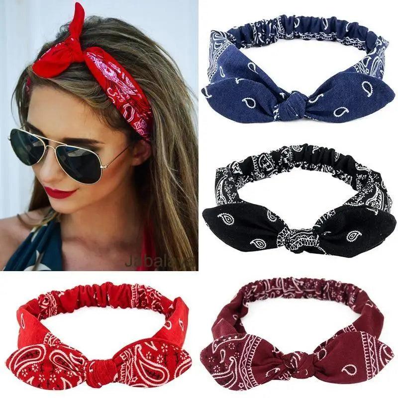 Unique Style Women's Soft Solid Print Headbands Vintage Cross Knot Elastic Hairbands Bandanas Girls Hair Bands Hair Accessories