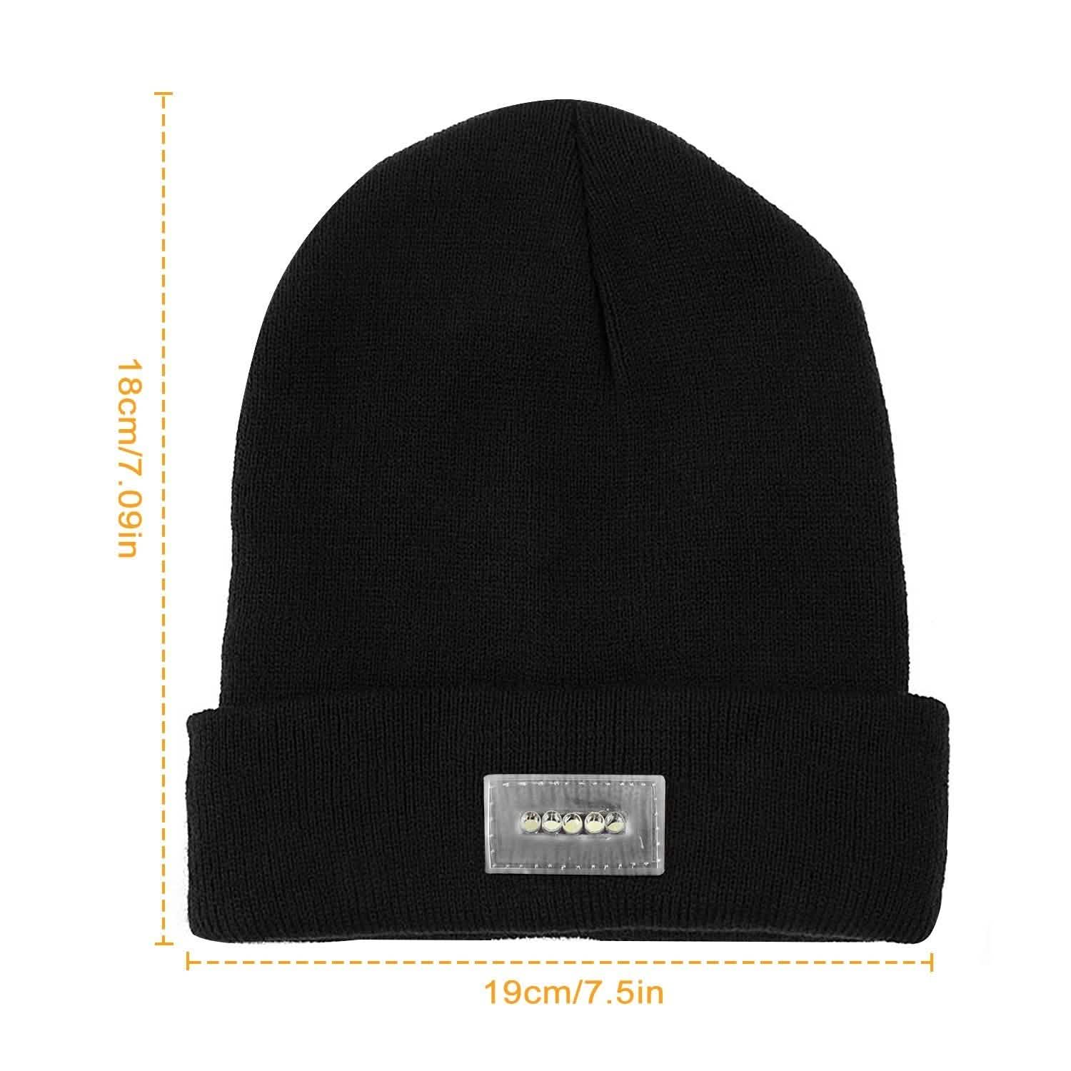 Unisex 5 LED Knitted Beanie Winter Warm Hat