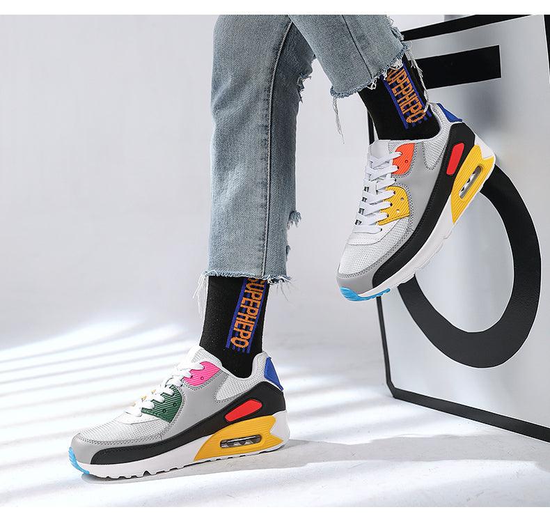 Unisex Air Cushion Sneakers Men's Colorful Casual  Fashion Jogging Sneakers Outdoor Sports Sneakers Lace Up Unisex Walk Women's Air Athletic Running Sneakers