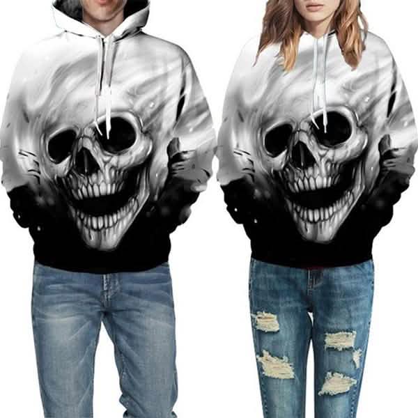 Unisex Characters Skull 3D Printed Hoodies