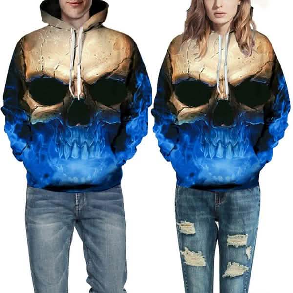 Unisex Characters Skull 3D Printed Hoodies