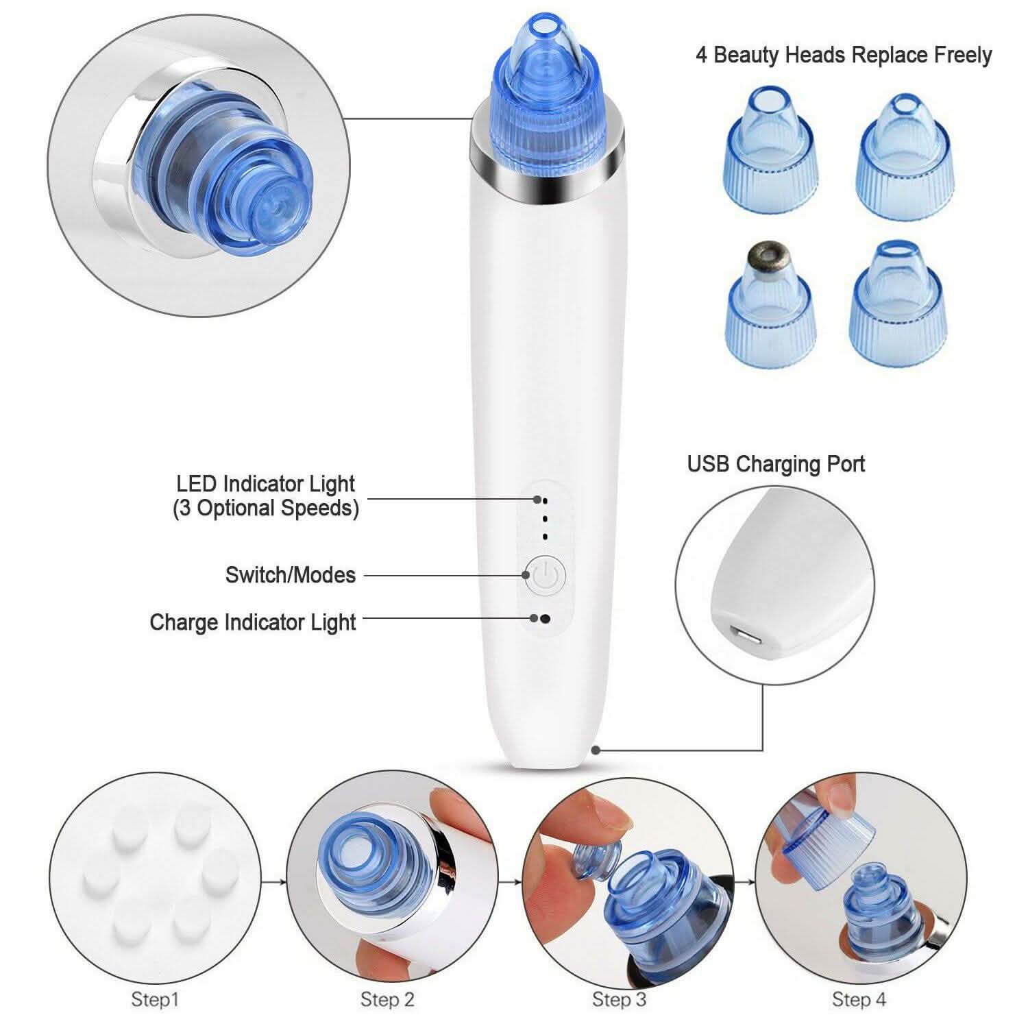 Unisex Electric Blackhead Remover Facial Skin Pore Cleaner