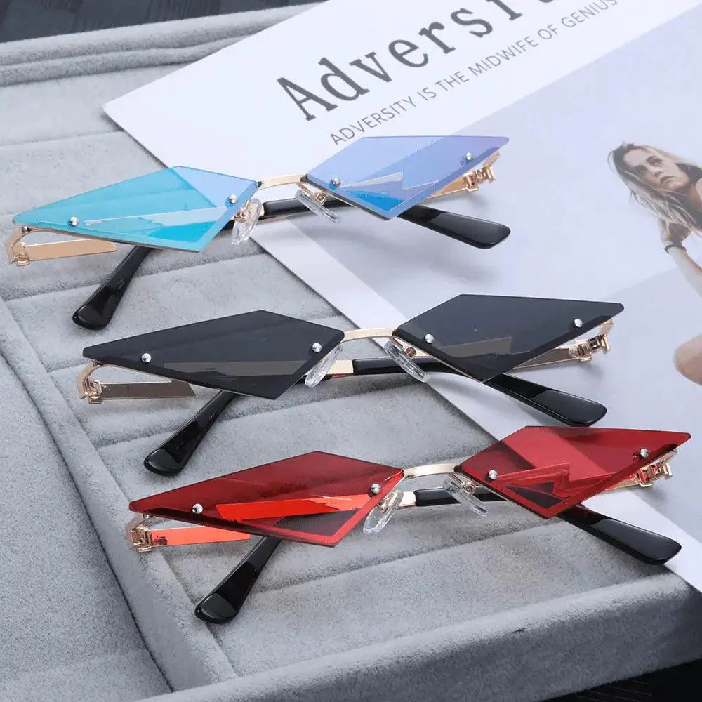 Unisex Elegant Diamond Shape Rimless Sunglasses Vintage Sun Glasses Cute Designs Excellent Gift For Summer