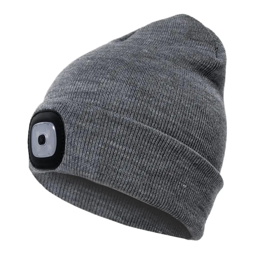 Unisex Fashion LED Light Knitted Hat For Men Women Trendy Elastic Beanie Cap Headlamp Winter Knit Lighted Headlight Headlamp Cap