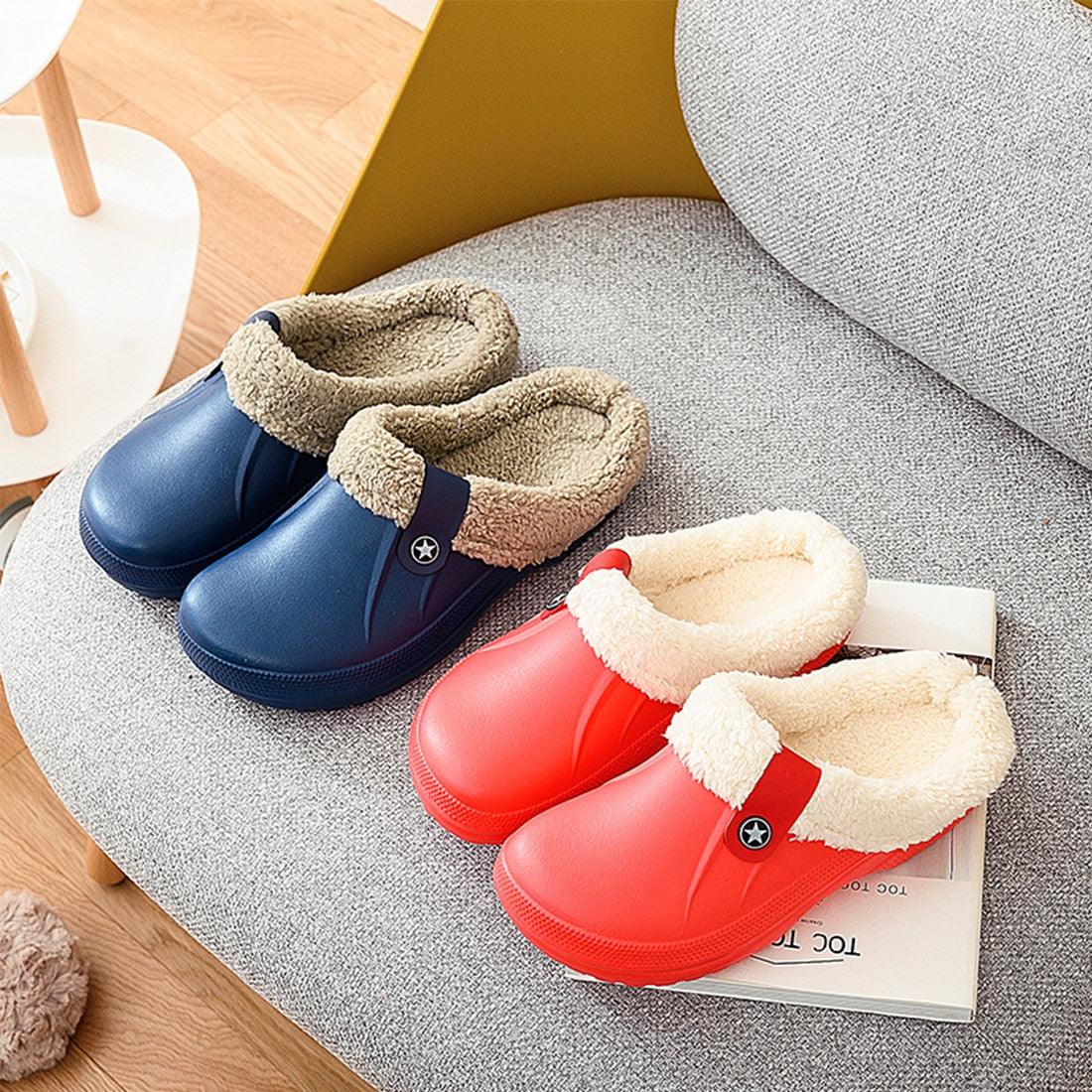 Unisex Home Winter Clogs Indoor Fur Warm Slippers For Women New Fashion Footwear Winter Slippers Home House Shoes Warm Plush Fleece Lining Garden Clogs Outdoor Indoor Clogs