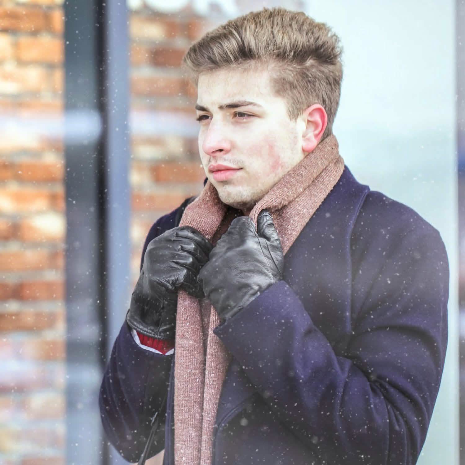 Unisex Leather Winter Warm Gloves