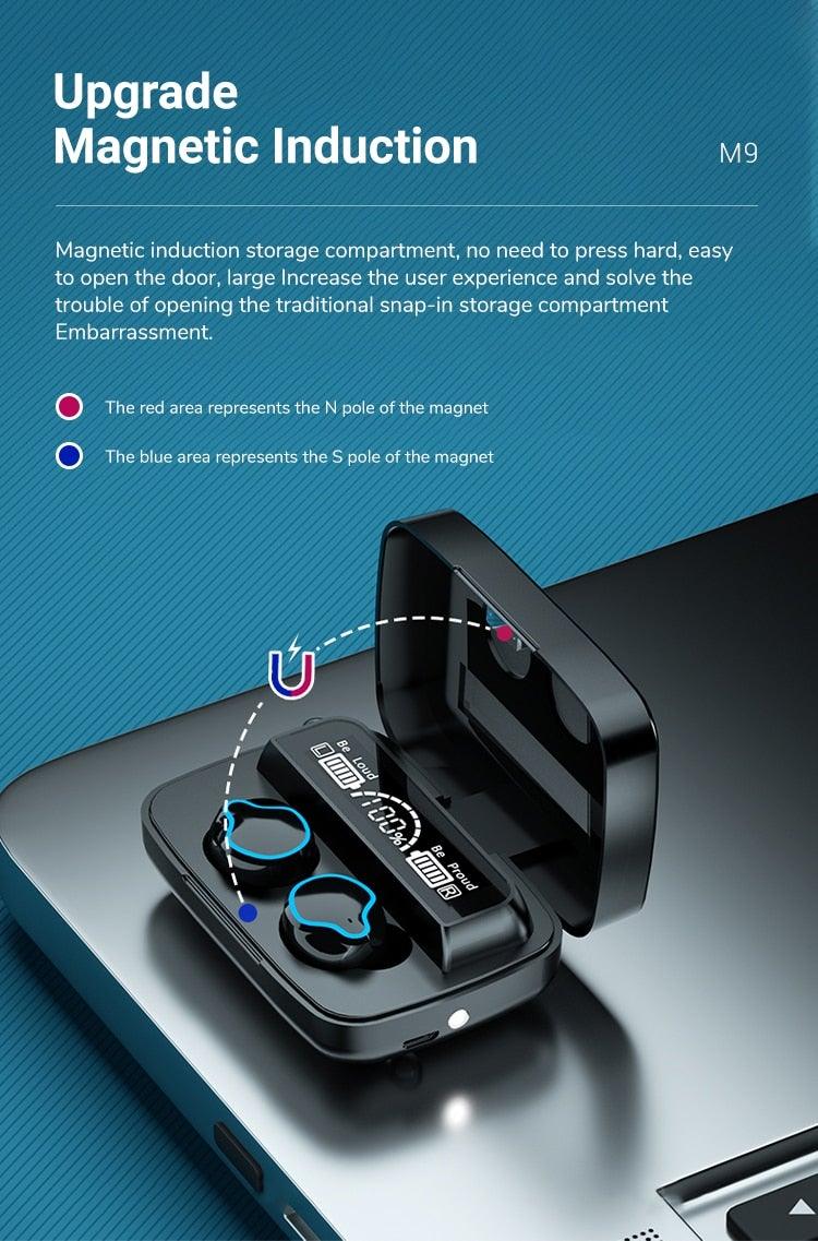 Unisex Lightweight Wireless Headphones Bluetooth 5.1 Headphones Waterproof Sport Earphone Headset Bluetooth Earpiece Sports Headphones Wireless Wearable Music Player Sweatproof Workout Portable Headphones LED Smart Screen Display Design