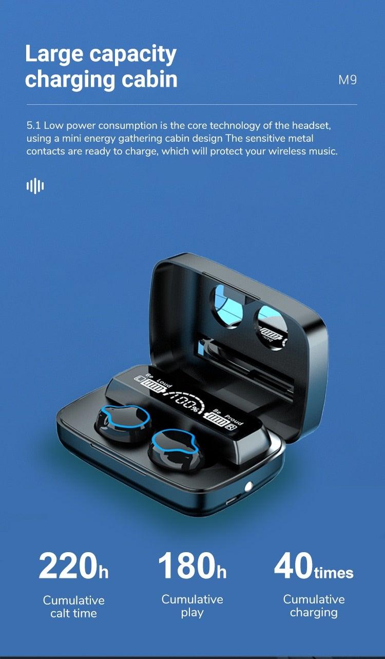 Unisex Lightweight Wireless Headphones Bluetooth 5.1 Headphones Waterproof Sport Earphone Headset Bluetooth Earpiece Sports Headphones Wireless Wearable Music Player Sweatproof Workout Portable Headphones LED Smart Screen Display Design