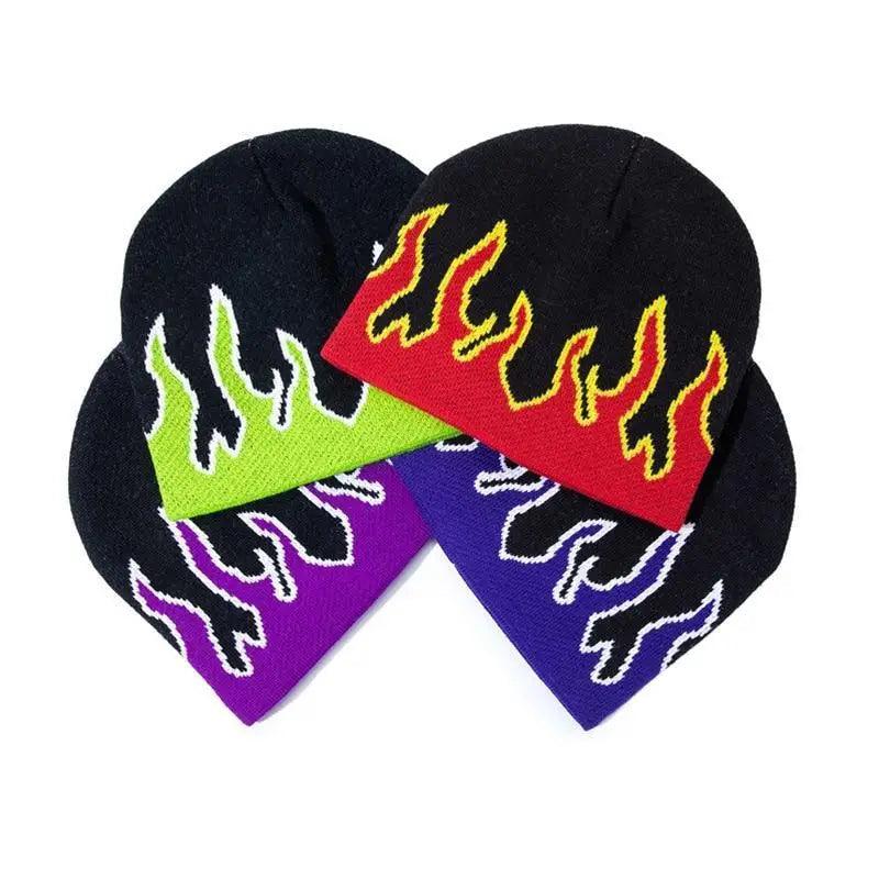 Unisex Modern Fire Design Soft Warm Beanies Comfortable Winter One Size Caps For Men And Women