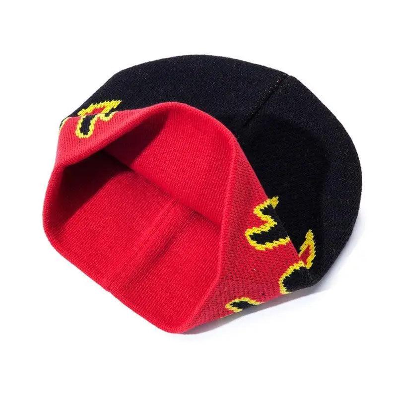Unisex Modern Fire Design Soft Warm Beanies Comfortable Winter One Size Caps For Men And Women
