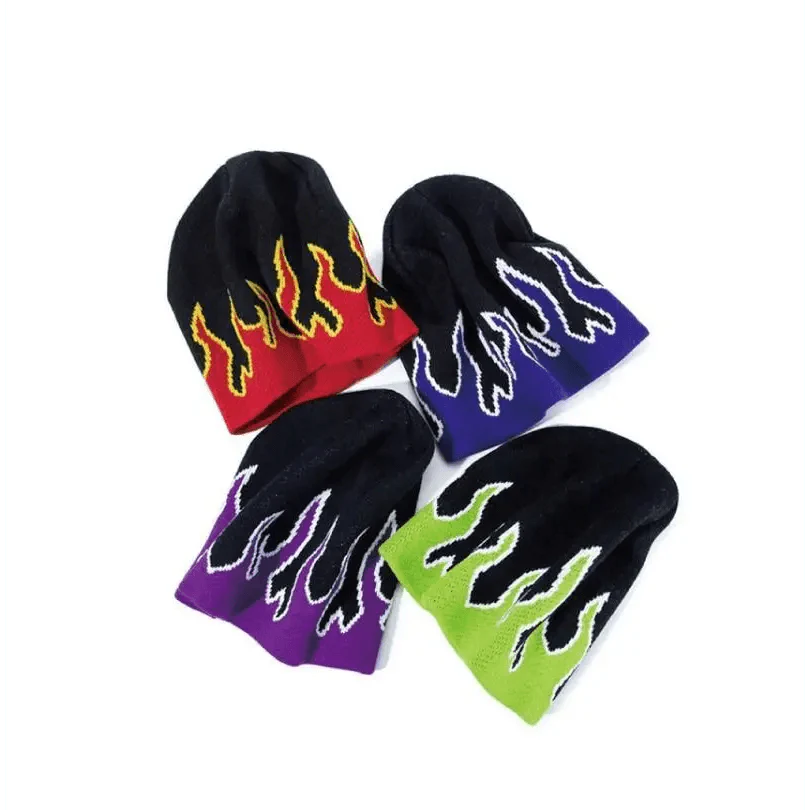 Unisex Modern Fire Design Soft Warm Beanies Comfortable Winter One Size Caps For Men And Women