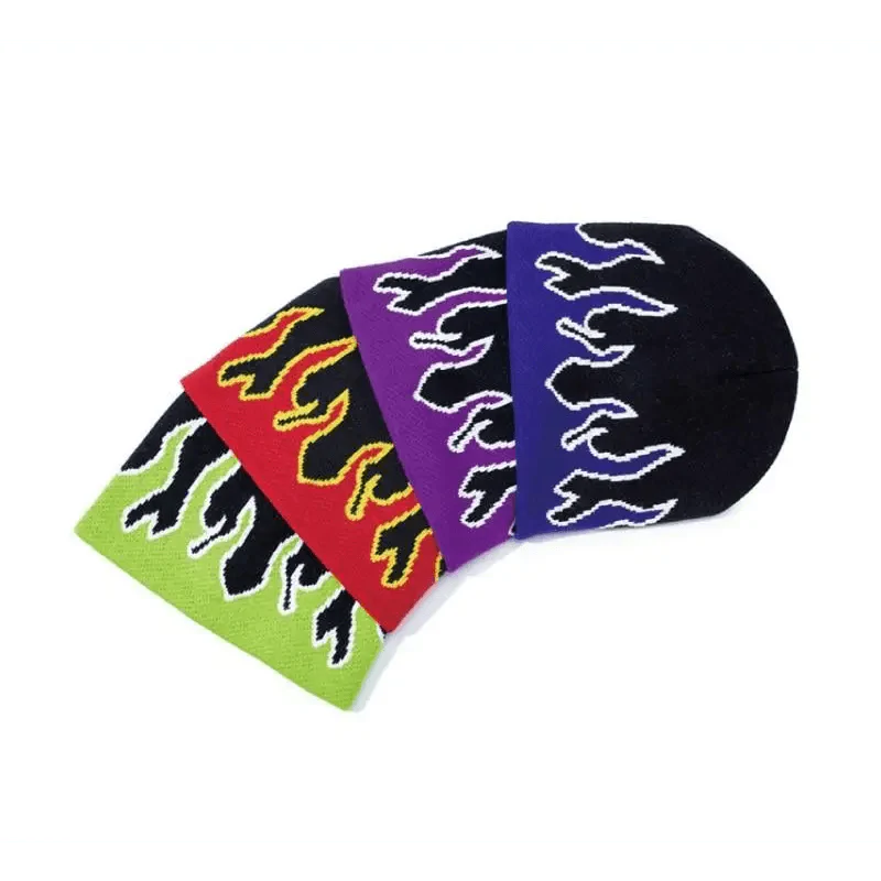 Unisex Modern Fire Design Soft Warm Beanies Comfortable Winter One Size Caps For Men And Women