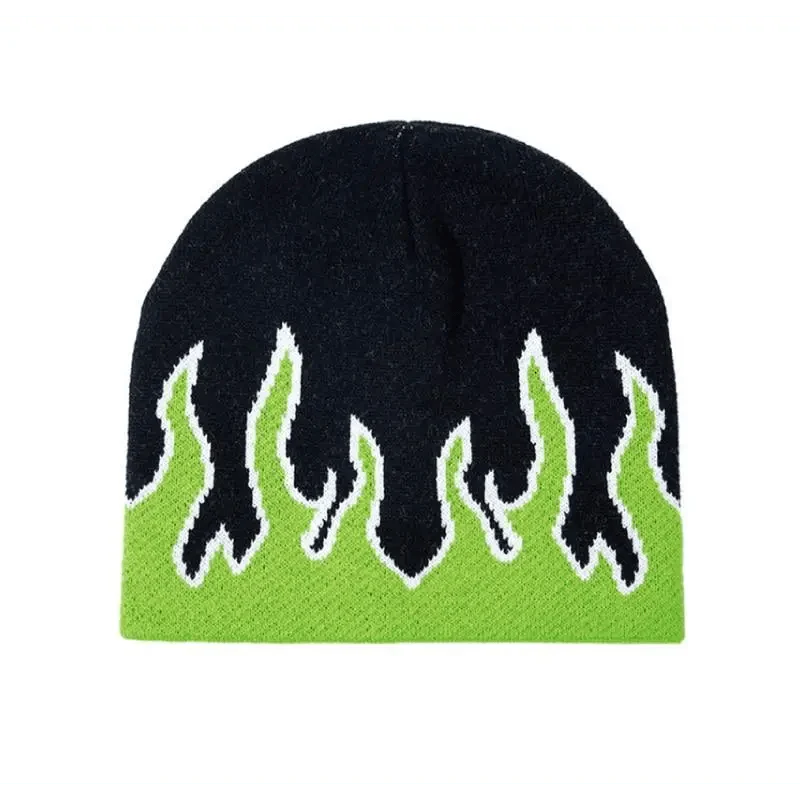 Unisex Modern Fire Design Soft Warm Beanies Comfortable Winter One Size Caps For Men And Women
