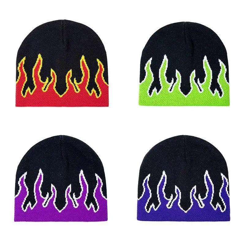 Unisex Modern Fire Design Soft Warm Beanies Comfortable Winter One Size Caps For Men And Women