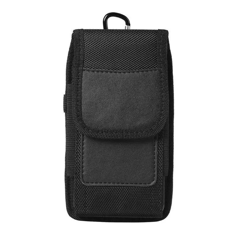 Unisex Simple Black Design Men Small Cell Phone Holster Storage Waist Fanny Pack Zipper Storage Credit Card Holder