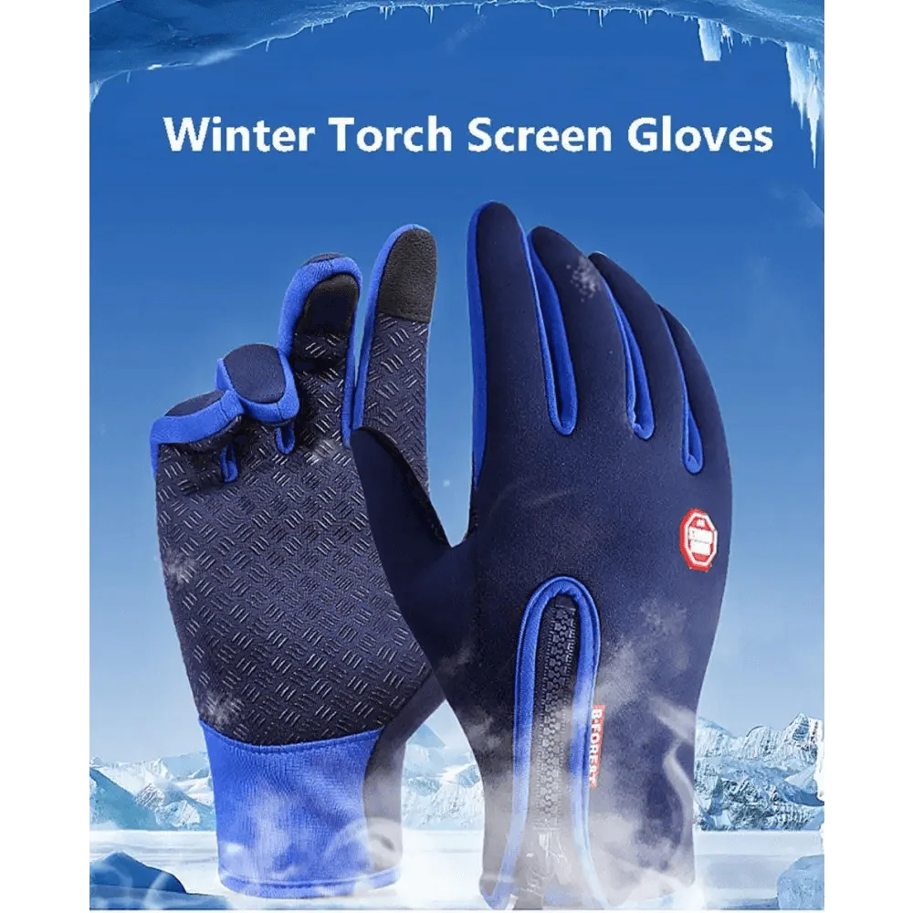 Unisex Winter Blue Touch Screen Gloves Windproof Men And Women Ski Touchscreen Texting Gloves Autumn Warm And Soft Anti Slip Gloves For Cold Weathers