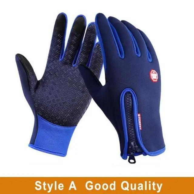 Unisex Winter Blue Touch Screen Gloves Windproof Men And Women Ski Touchscreen Texting Gloves Autumn Warm And Soft Anti Slip Gloves For Cold Weathers