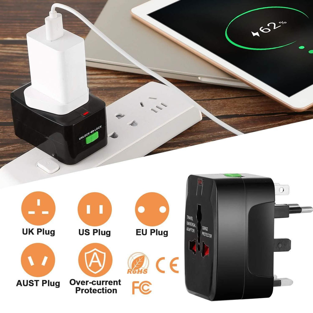 Universal Travel Adapter with 4 Interchangeable Plugs