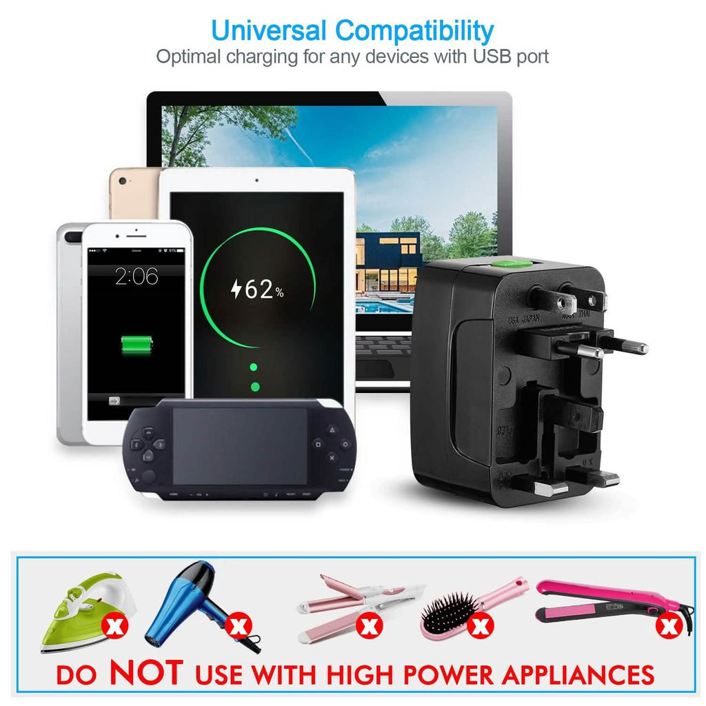 Universal Travel Adapter with 4 Interchangeable Plugs