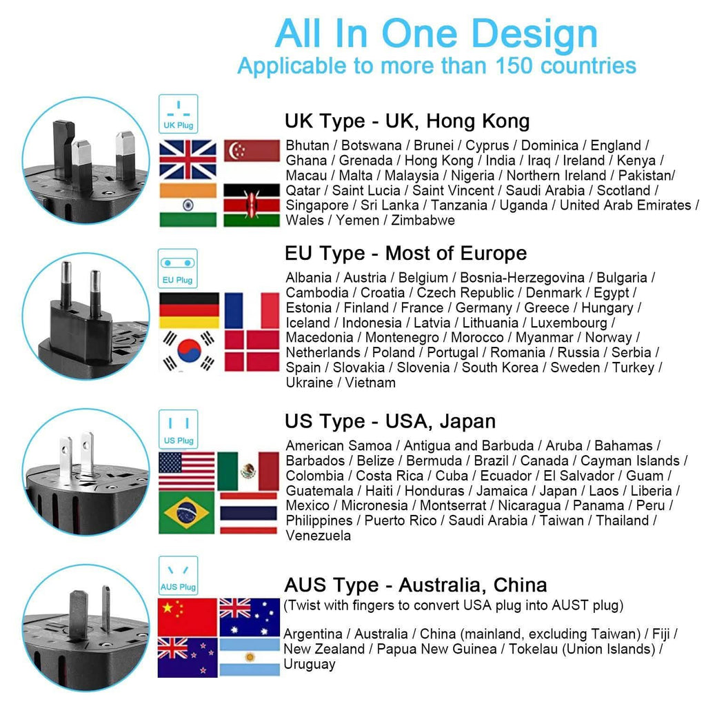 Universal Travel Power Adapter All in One Wall Charger