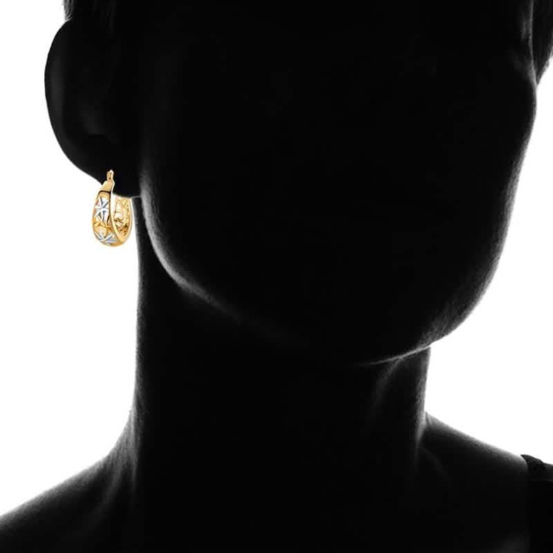 18K Gold Plating Moroccan Filigree Hoop Earrings