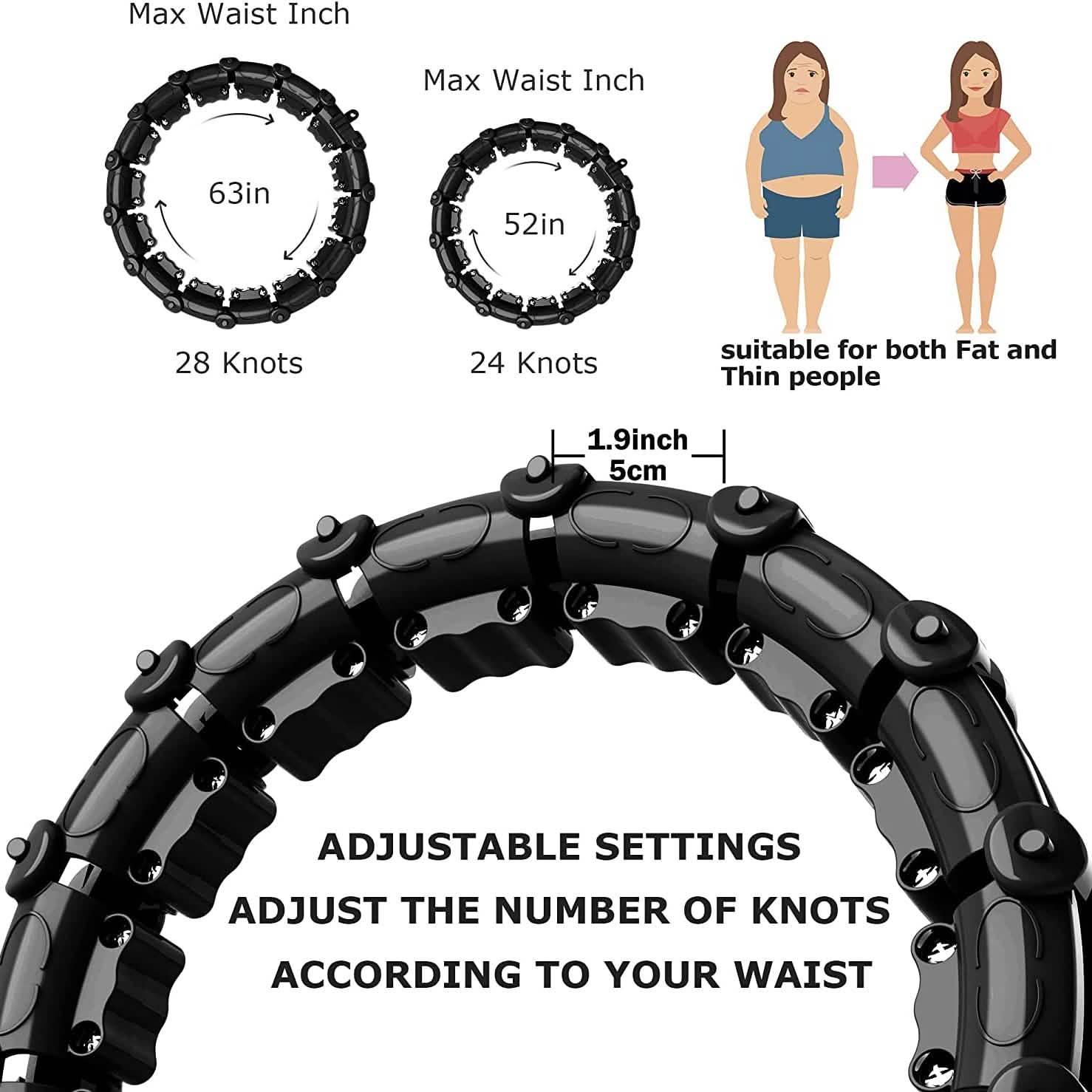 Upgraded Large Size Smart Weighted Exercise Hoola Hoops