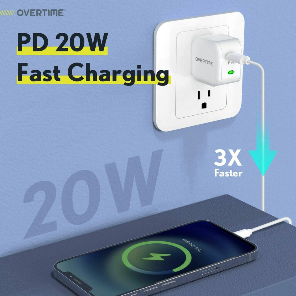 USB C Charger, Overtime 20W iPhone Fast Charger for iPhone and Android PD 3.0