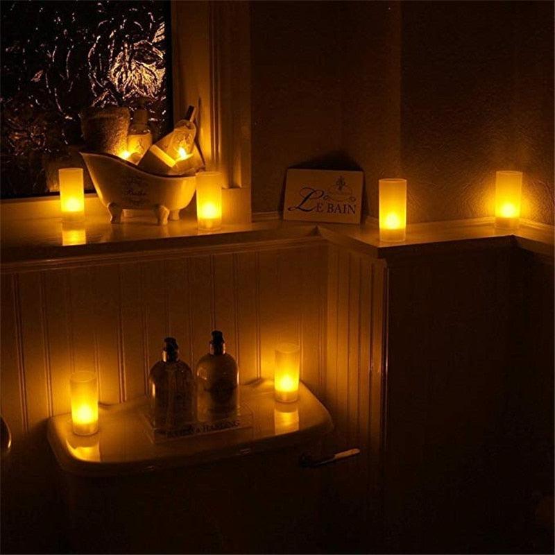 USB Charge One Piece Yellow Light LED Rechargeable Flameless Tea Light Candle With USB Flameless Flickering Candles Tea lights  Decoration Parties Weddings Family Dinner Outdoor Picnic Chargeable LED Battery Candles