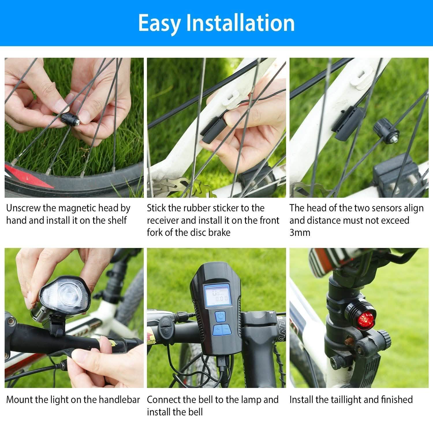 USB Rechargeable Bike Light Set with Speedometer and Odometer