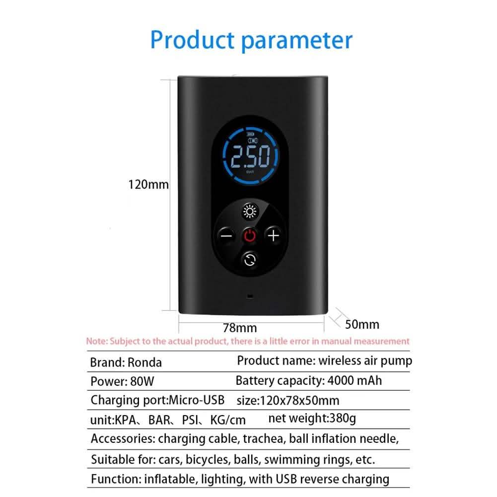 USB Rechargeable Intelligent Air Pump Car Portable
