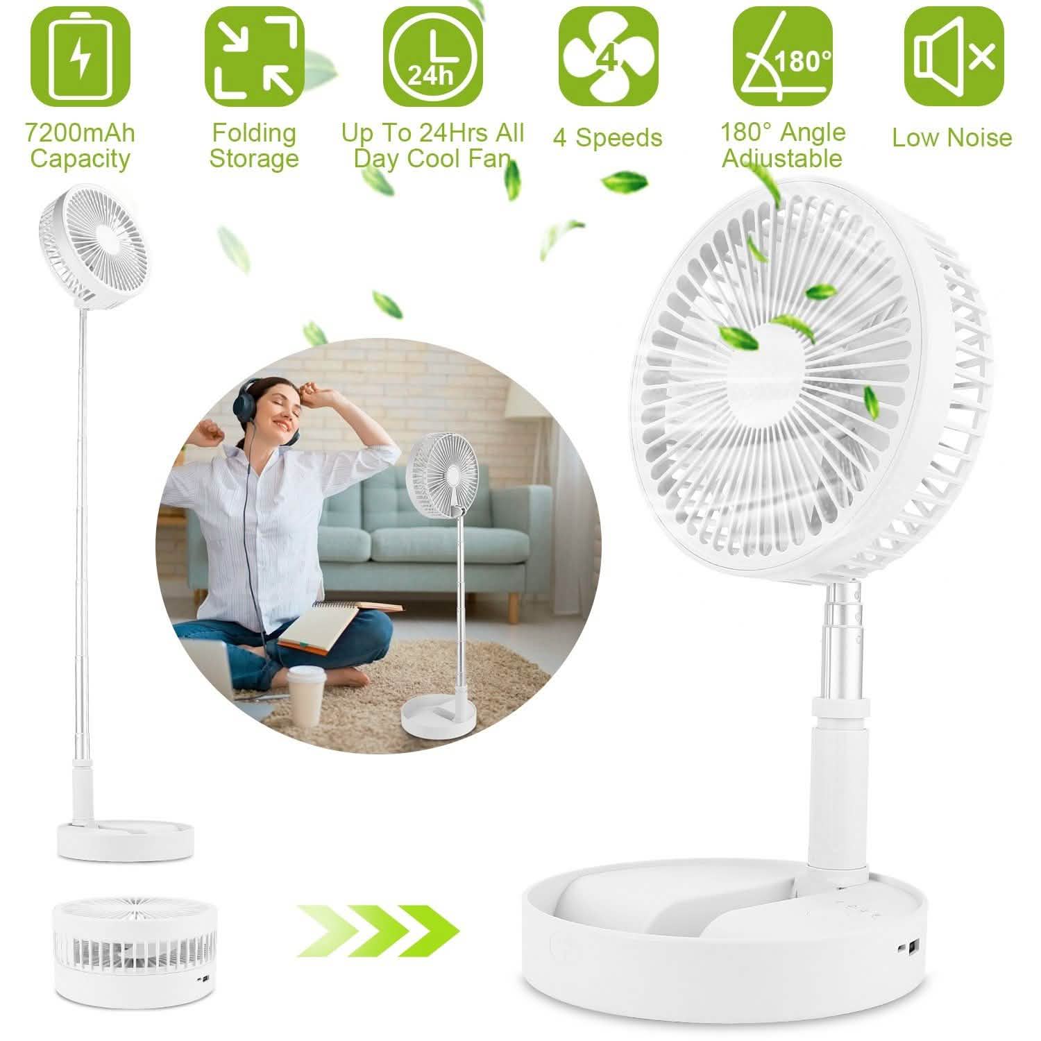 USB Rechargeable Portable Folding Desk Table Fan