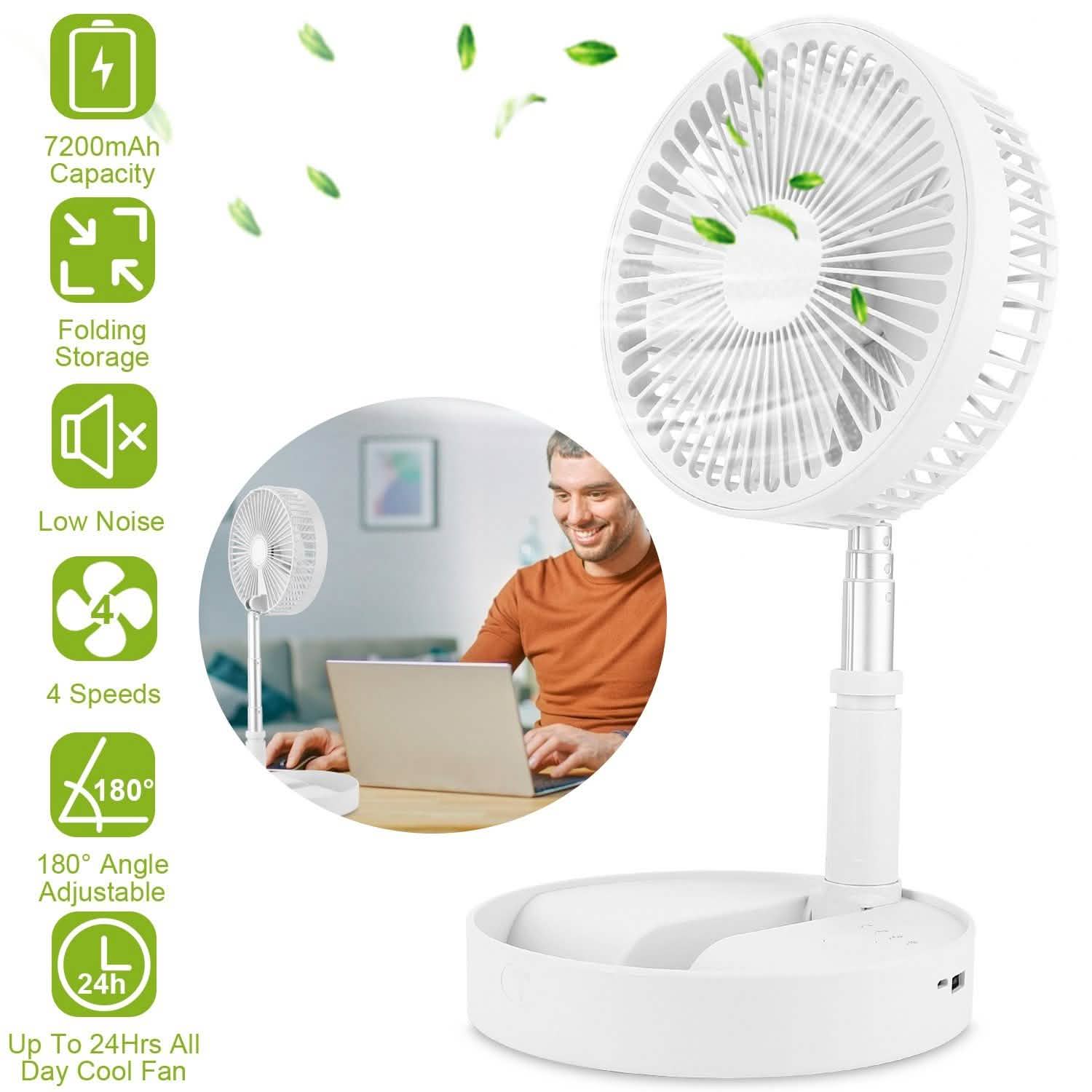 USB Rechargeable Portable Folding Desk Table Fan