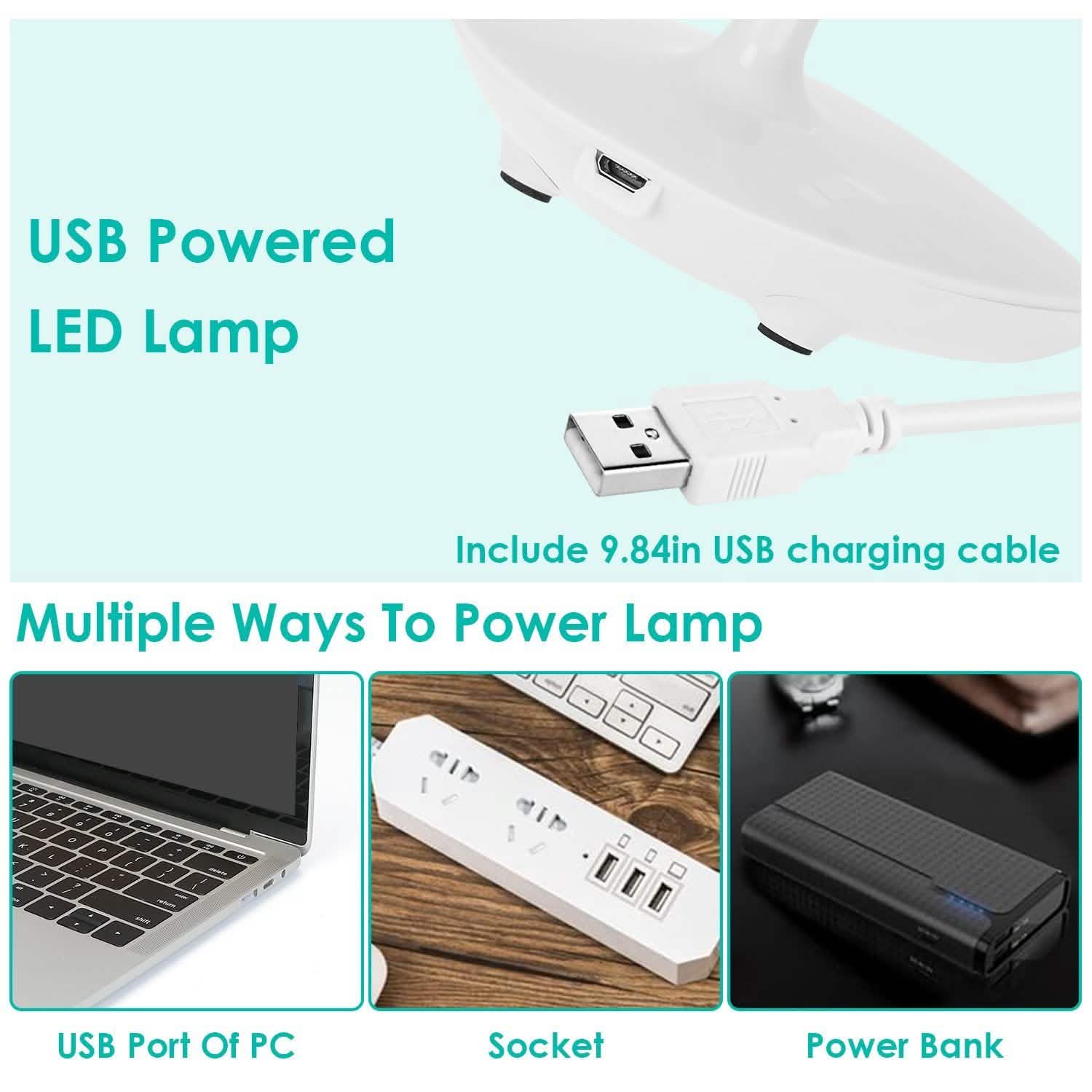 USB Rechargeable Table Lamp Dimmable LED Flexible Gooseneck Desk Light