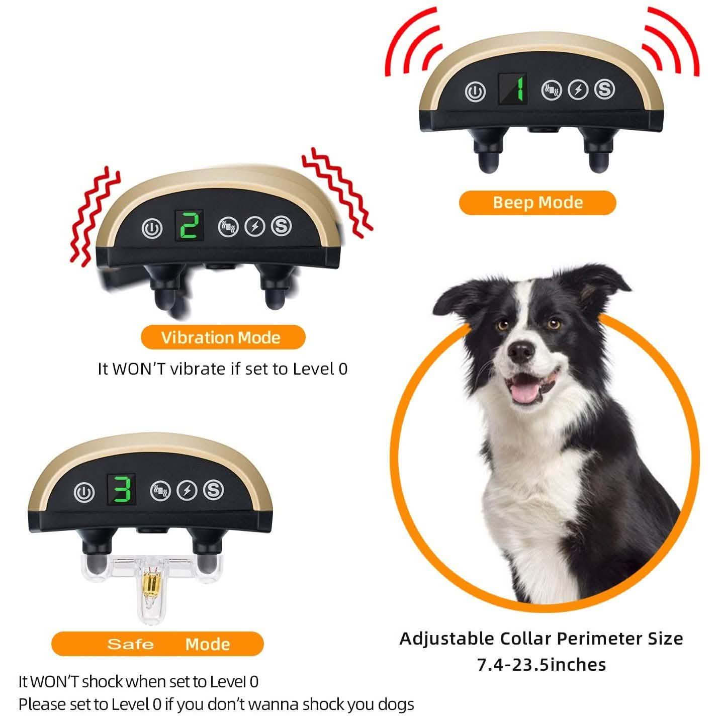 USB Rechargeable Waterproof Dog Bark Collar with Vibration and Beep
