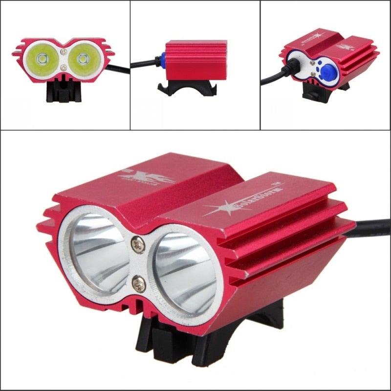 USB Waterproof Bike Light LED Front Bicycle Headlight Dual Lamps Super Bright LED Cycling Bike Light Front Headlight 4 Modes Bikelight Headlamp Rechargeable USB Led Lamp 8000LM