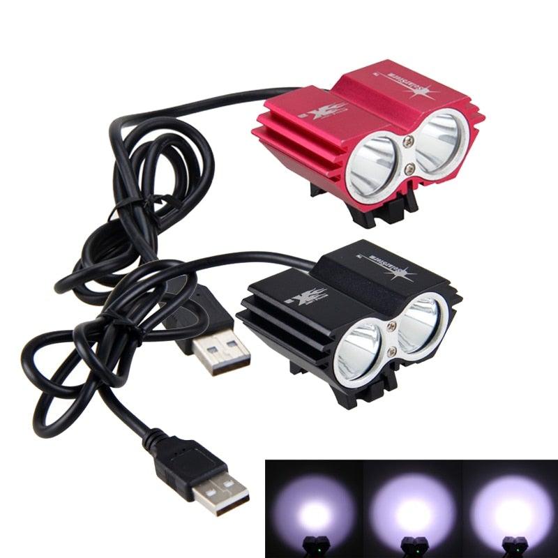 USB Waterproof Bike Light LED Front Bicycle Headlight Dual Lamps Super Bright LED Cycling Bike Light Front Headlight 4 Modes Bikelight Headlamp Rechargeable USB Led Lamp 8000LM