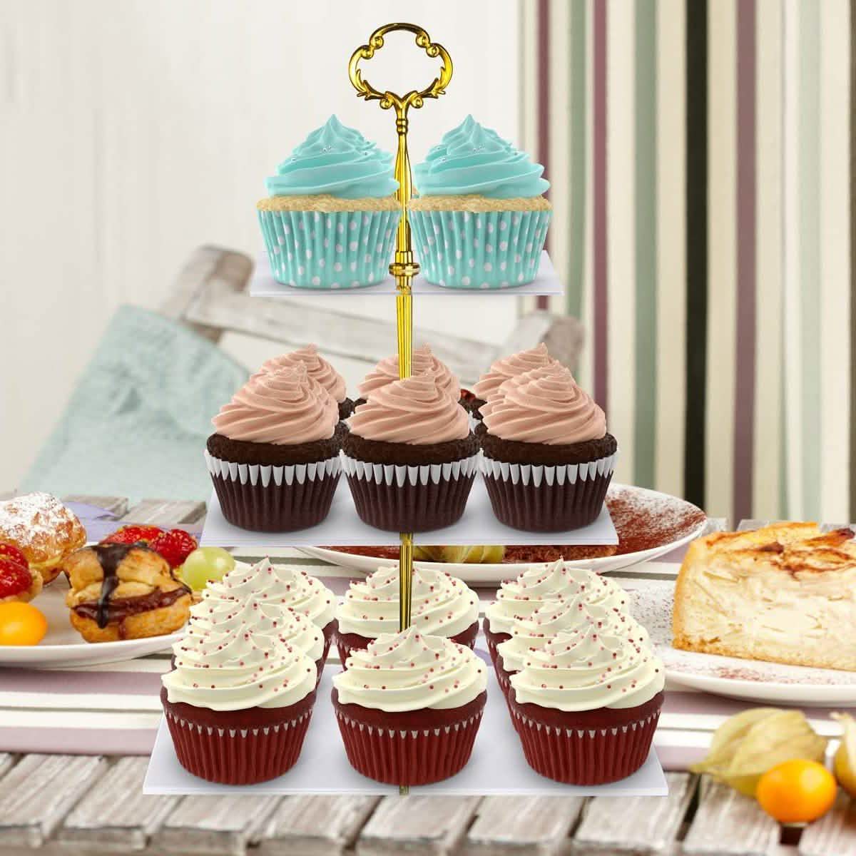Utenlid 3-Tier Square Stacked Party Cupcake Stand