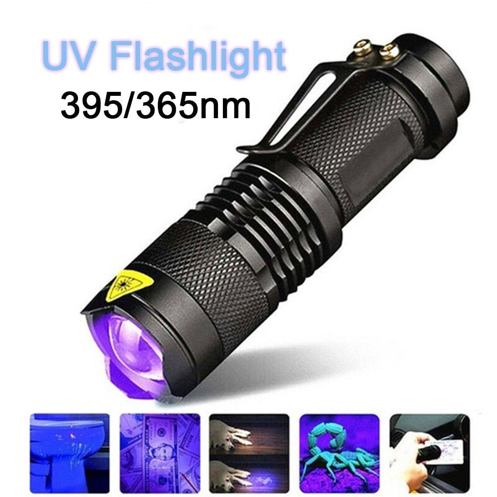 UV 365nm light wood's lamp Rechargeable Portable Mini Handheld Fluorescent Agent  Purple Light USB Ultraviolet Flashlight Detection Flashlight For Dog Urine Pet Stains 370nm