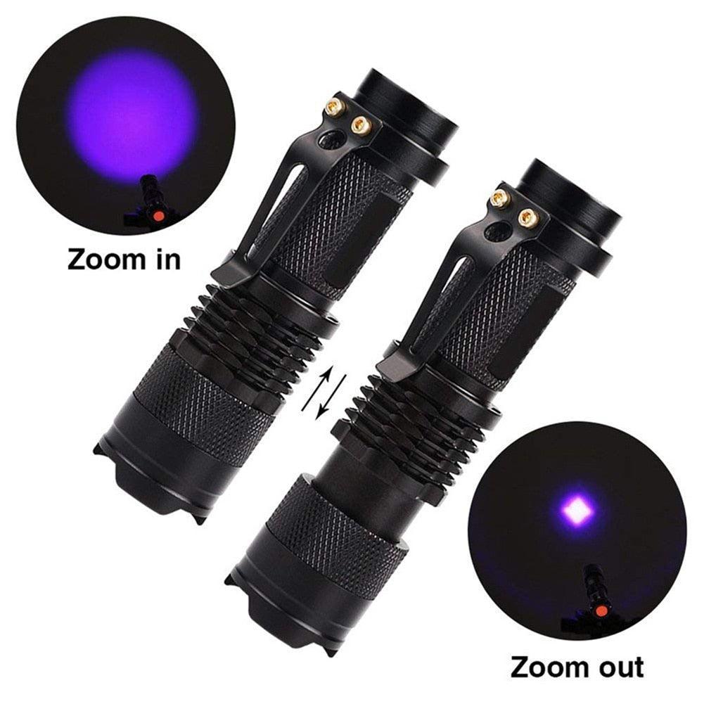 UV 365nm light wood's lamp Rechargeable Portable Mini Handheld Fluorescent Agent  Purple Light USB Ultraviolet Flashlight Detection Flashlight For Dog Urine Pet Stains 370nm