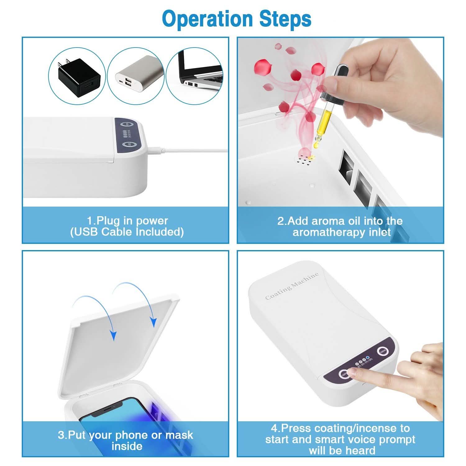 UV Light Phone Disinfection Box with Aromatherapy Function