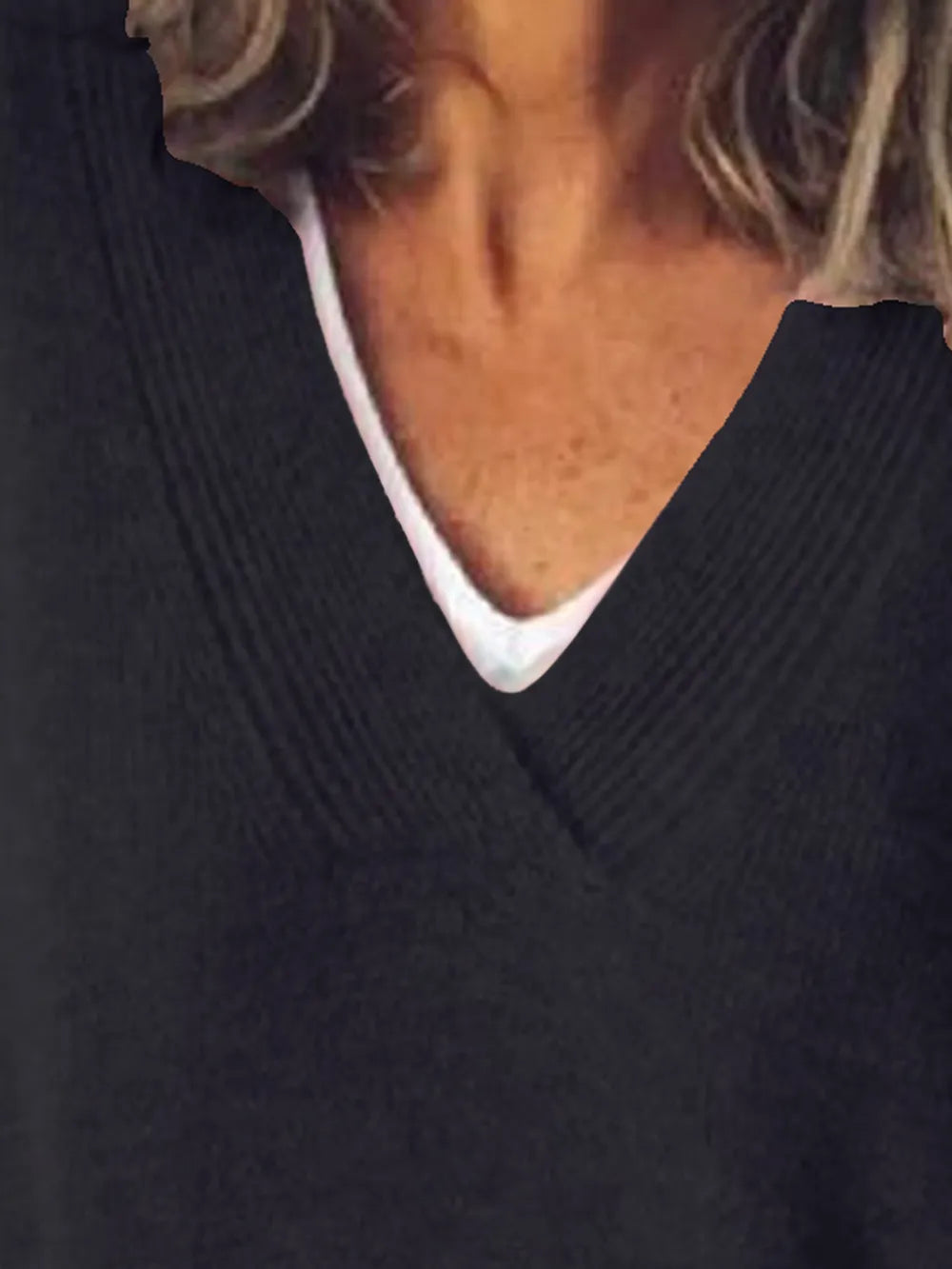 V-Neck Dropped Shoulder Sweater