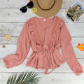 V-Neck Ruffle Blouse