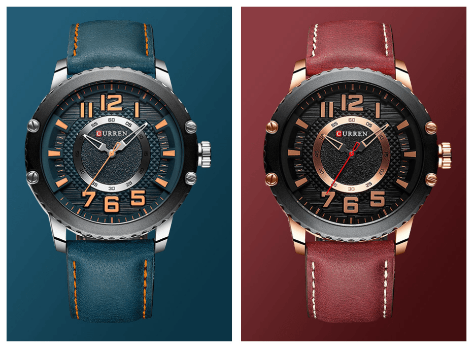 Men's Waterproof  Sport Watch With Leather  Belts  And Large Numbers Details Unique Design Perfect Gift