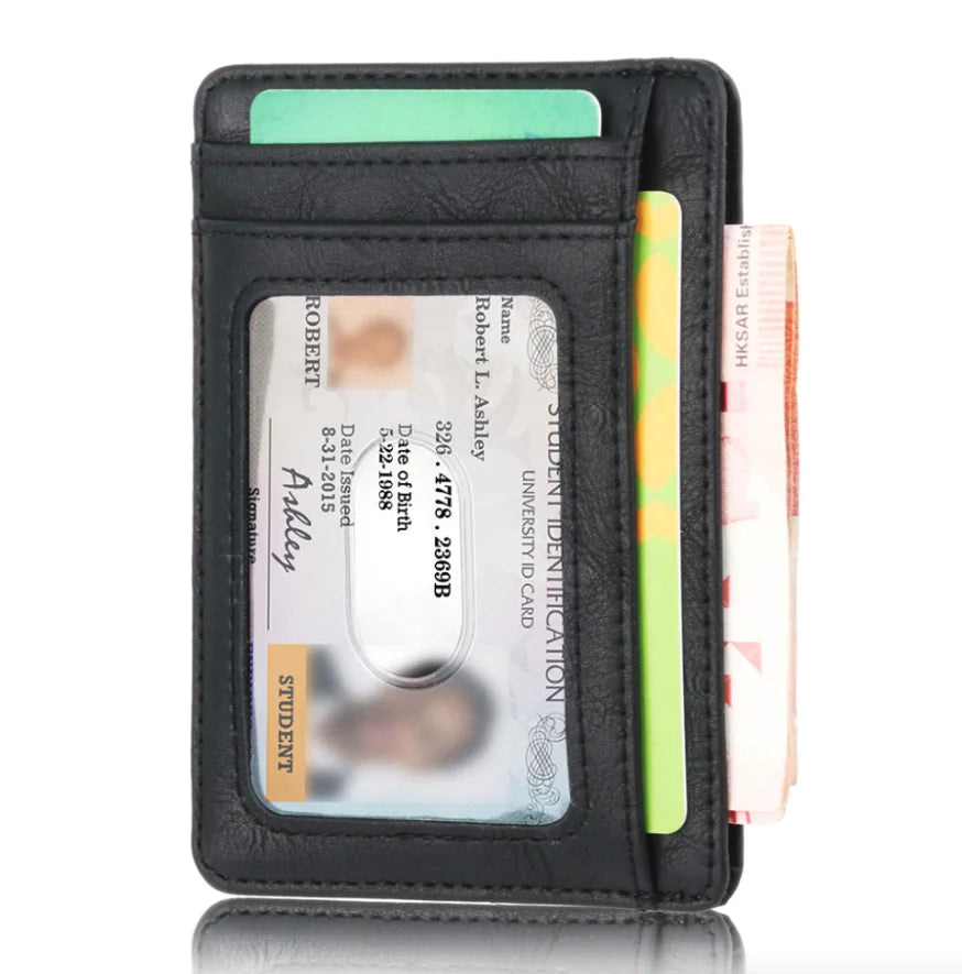 Leather Slim Wallet Credit Card Holder RFID Blocking Pocket ID Money USA